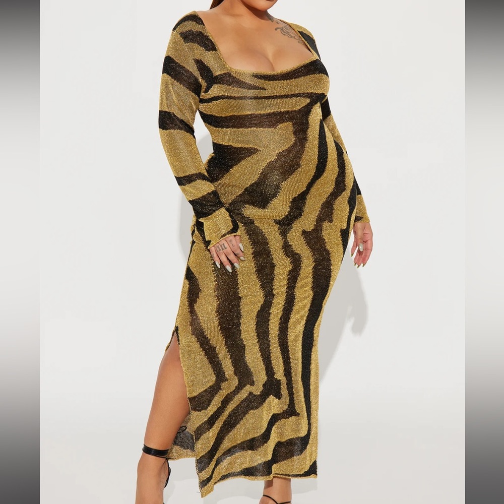 Wild Thang Metallic Dress - gold/black